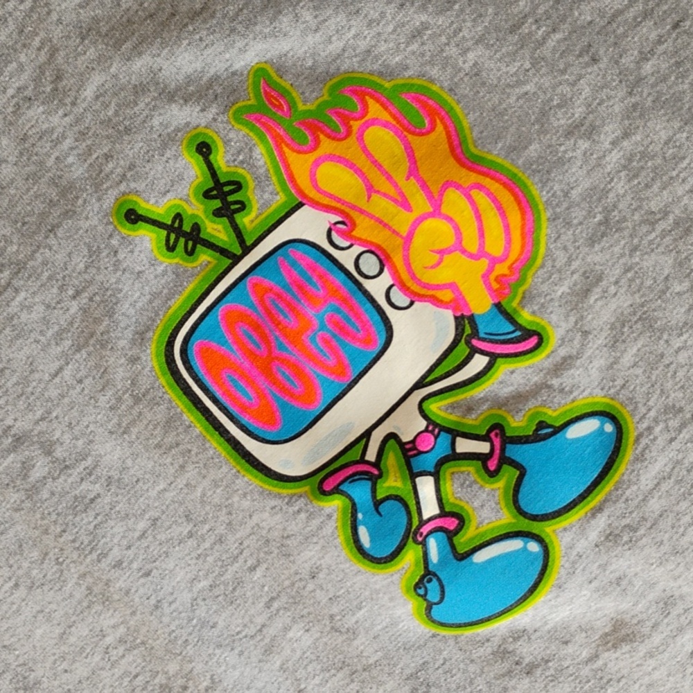 Obey Flame Finger Tee Heather Gray - Picture 2 of 6